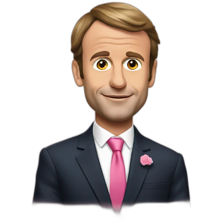 Emmanuel Macron with a pink dress emoji