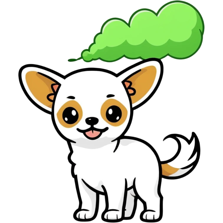 Born Chihuahua with green fart cloud coming out of butt emoji
