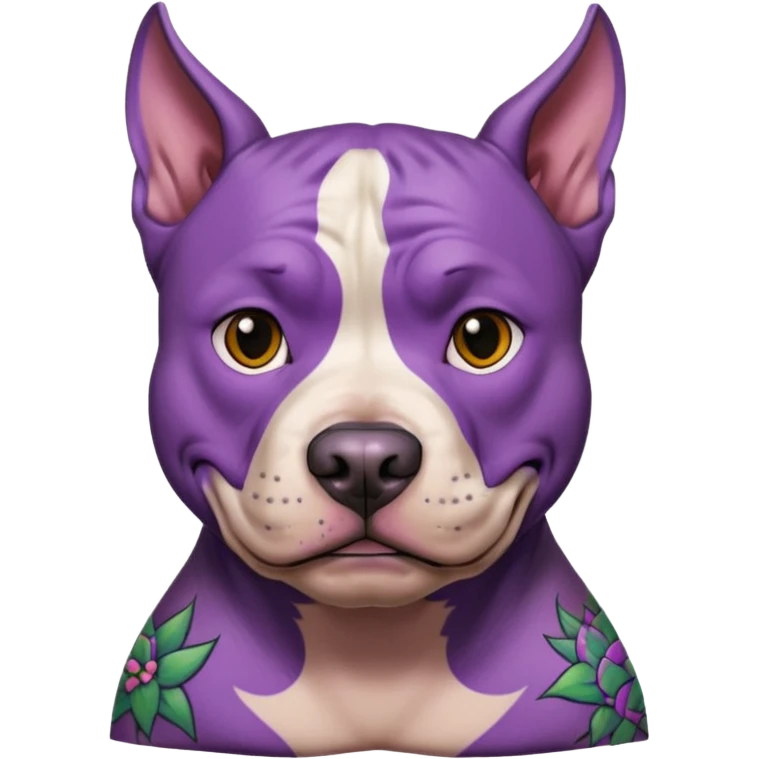 very tattoed face pitbull dog with purple spiky hair emoji