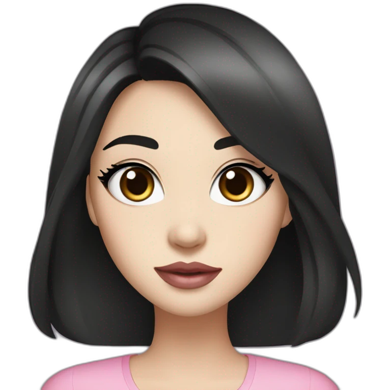 Beautiful woman,Black hair,long hair,White skin,oval face,big eyes,Blackeyes,Pink lips,Chinese emoji