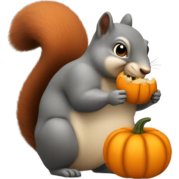 Fat squirrel eating a pumpkin  emoji