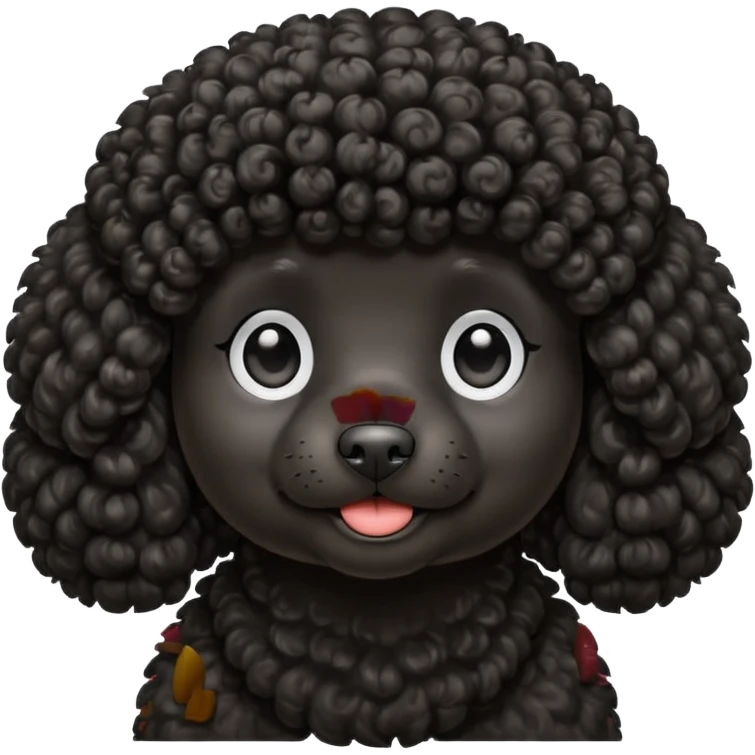 black poodle, round face emoji
