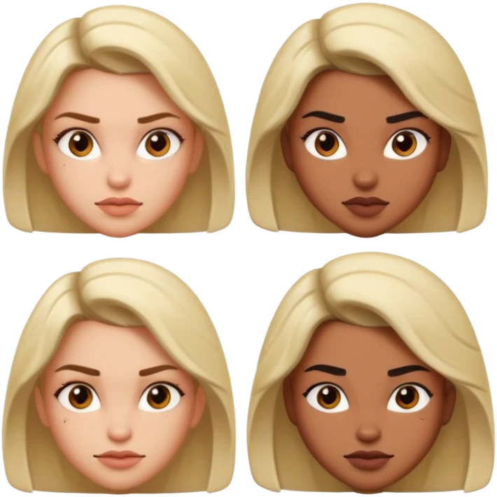 macho girl, different ones, different faces emoji