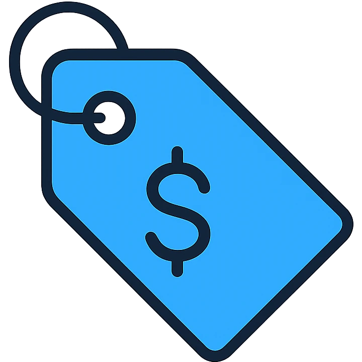 pricing symbol, blue color emoji
