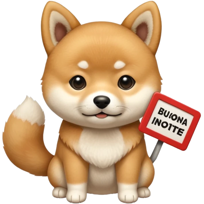 Crea un cagnolino un aski che mostra un cartello con scritto Buonanotte 😘 emoji