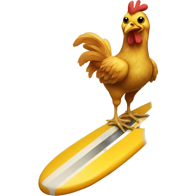 Chicken riding a surf board  emoji