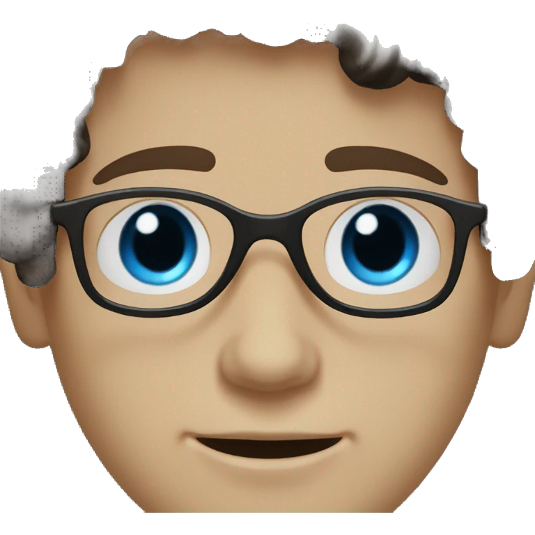 White boy with blue eyes with black glasses with dark brown wavy hair emoji