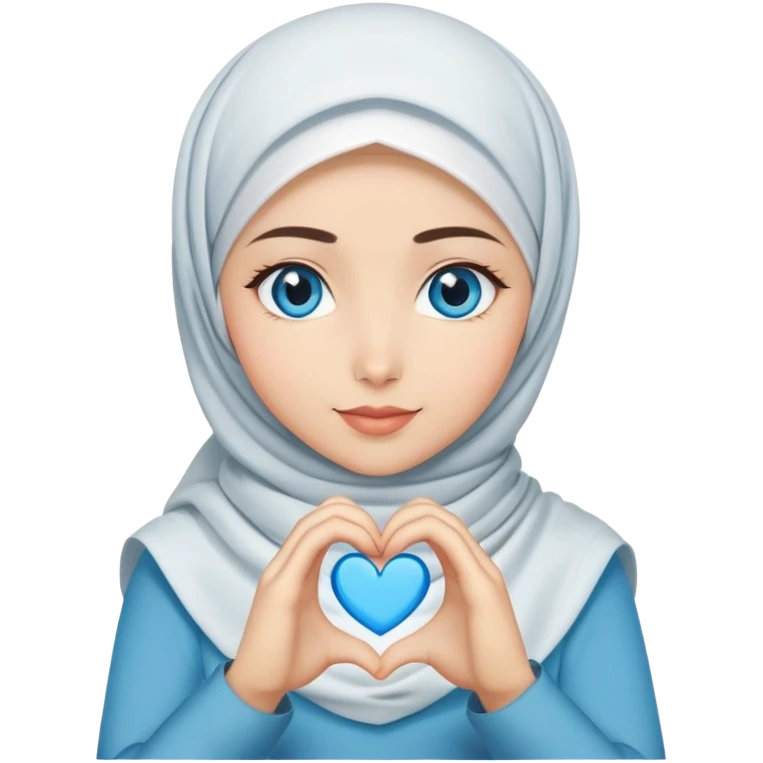 Turkish beautiful finish Konya girl blue eyes with hijab and says saying love with hand gesture emoji