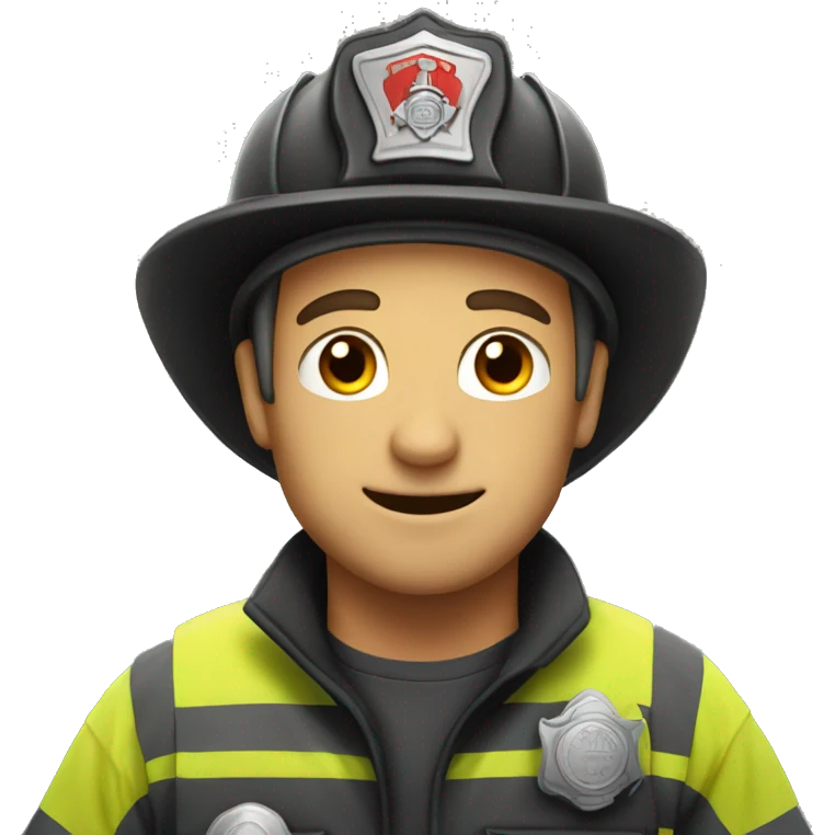 A firefighter with the face of my friend emoji