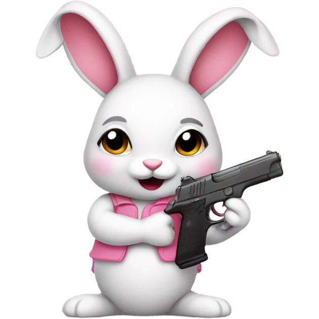 Cute girl bunny with a girl pink gun emoji