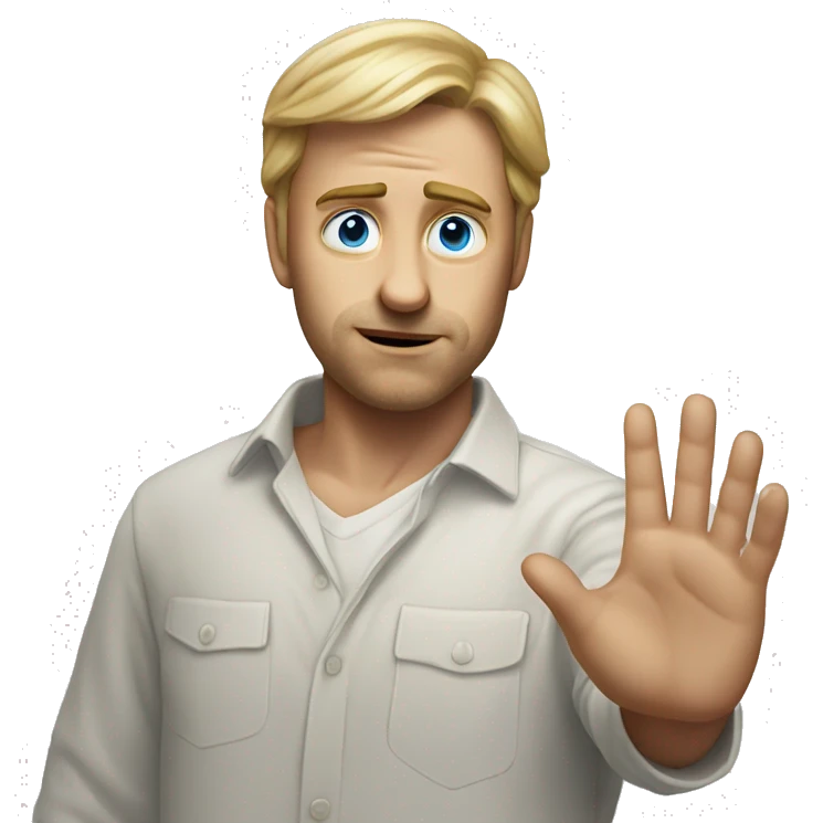 Strange and desperate looking white man reaching his hand out emoji