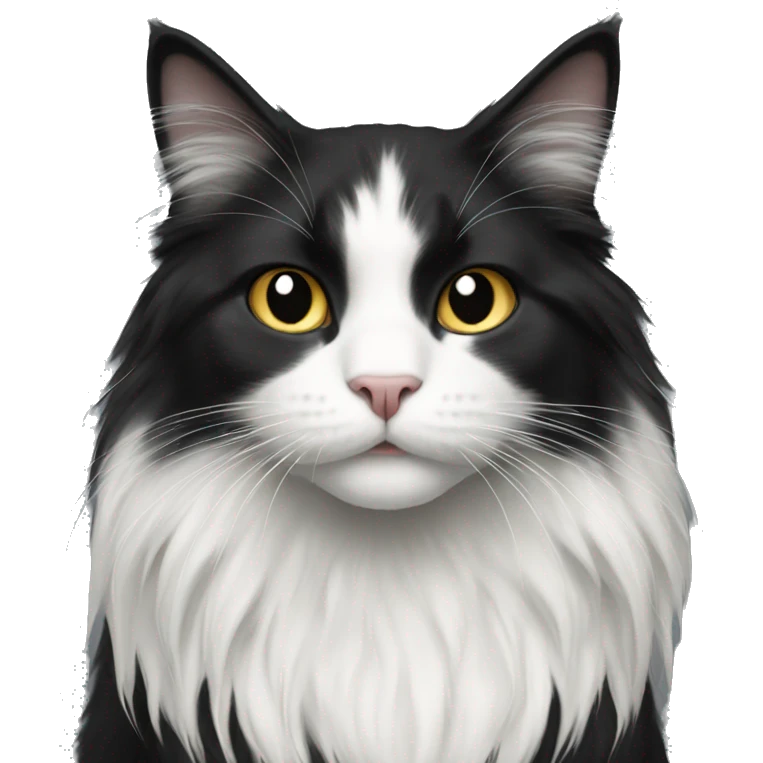 Black and white long haired cat emoji