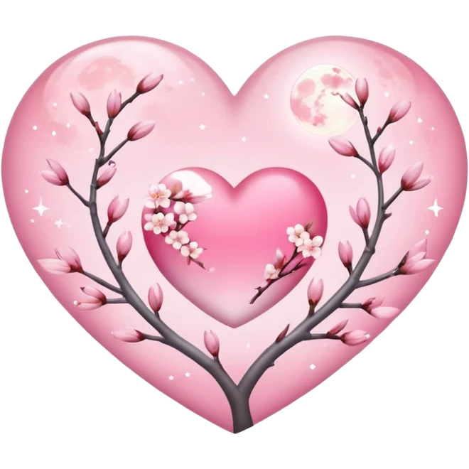 heart with sakura and moon emoji