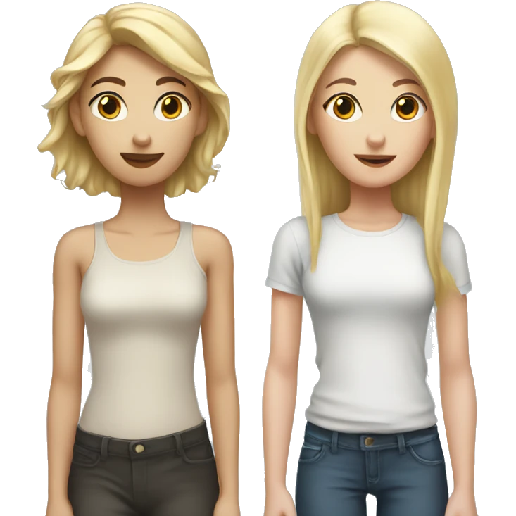 tall blonde girl and short brunette girl  emoji