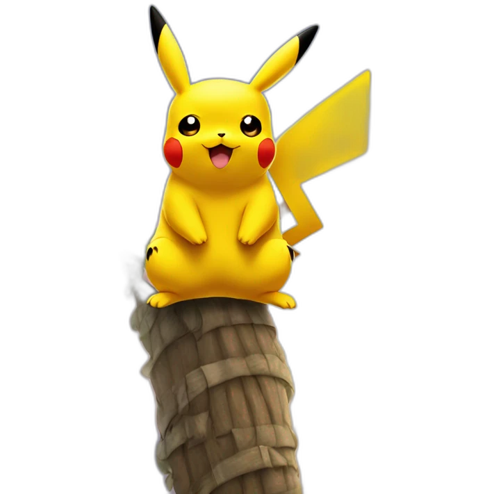 pikachu sitting atop palm tree emoji