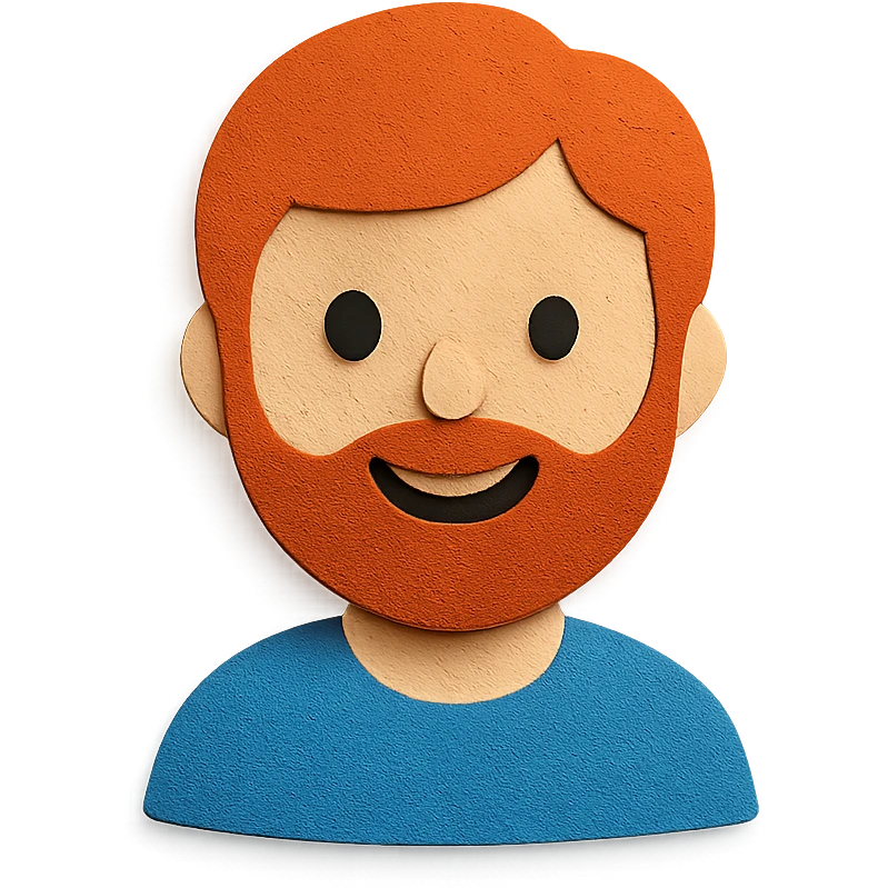 personne rousse avec un grand brun emoji