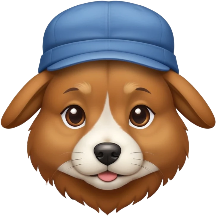 Dog wearing a backwards hat emoji
