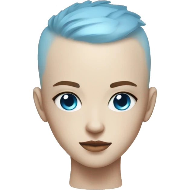 V, Cyberpunk, white, sides of the head is shaved, blue eyes, freckles,  emoji