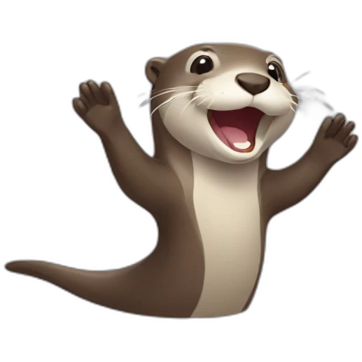 happy waving otter with simple graphics emoji