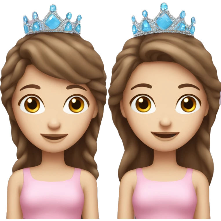 Girl with brown hair and blue eyes pink tiara emoji emoji