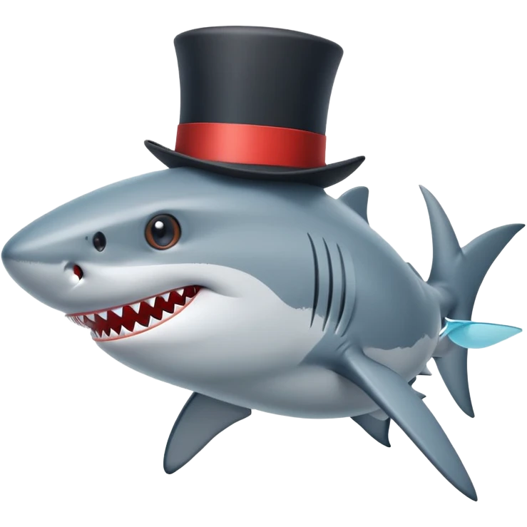 Shark with a top hat emoji
