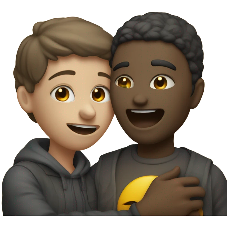 someone hugging someone with a malicious smile behind his back and shushing emoji
