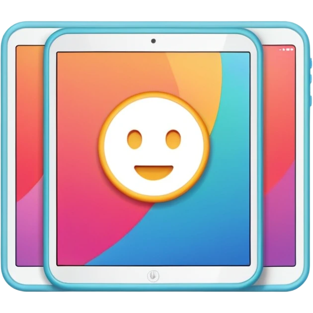 tablet with rounded corners, on the screenonline course emoji