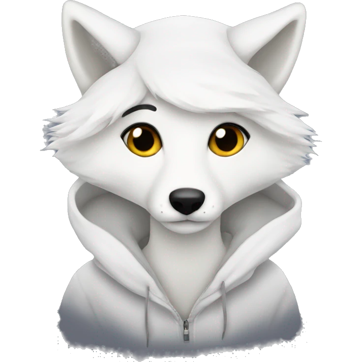 White fox hoodie emoji