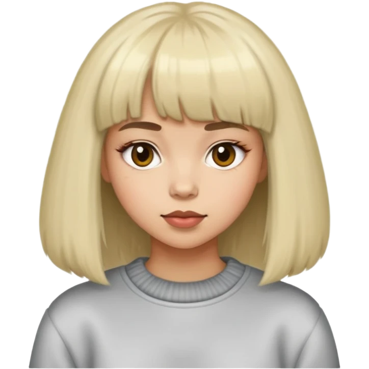 women with bangs with a furry sweatshirt emoji