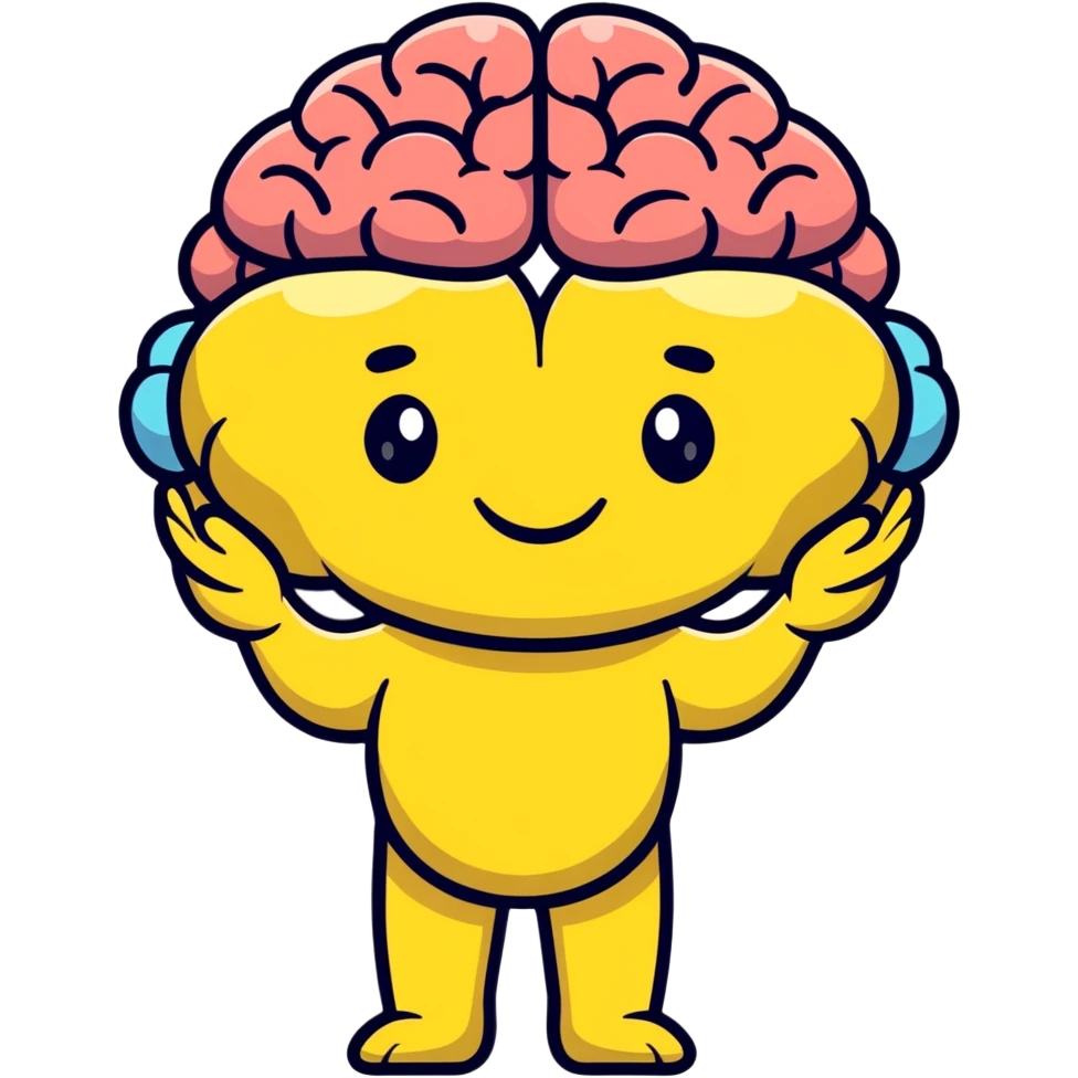 cute brain with a smiling face, arms and legs emoji