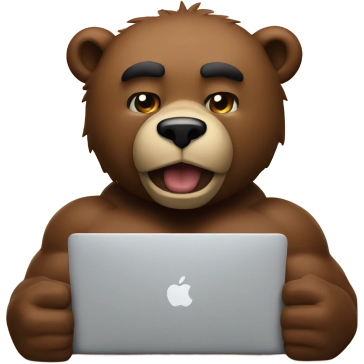 muscle bear with macbook emoji