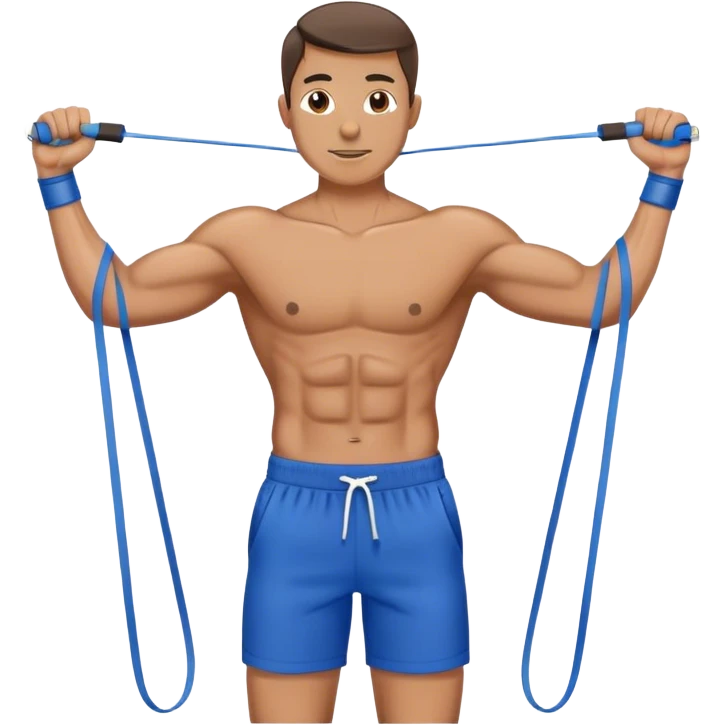 fit man with blue shorts resistance bands exercises emoji