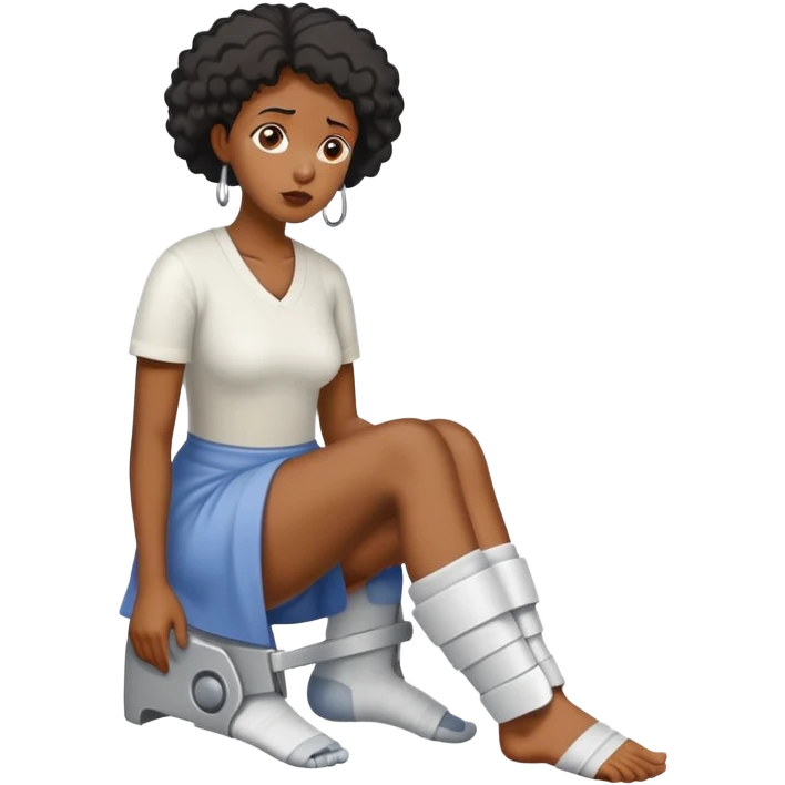 Black woman with broken foot emoji