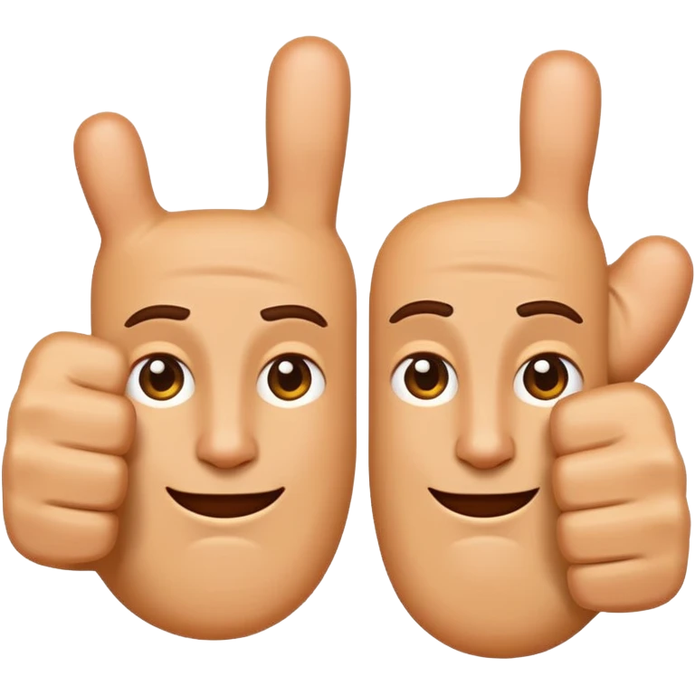 Design a single emoji that merges thumbs-up and thumbs-down into one clear glyph (ambivalent reaction). Use a flat emoji style, clean vector edges, center composition, 1:1 canvas, transparent background. The two thumbs interlock in a yin-yang style or a split-down-the-middle hybrid,  emoji
