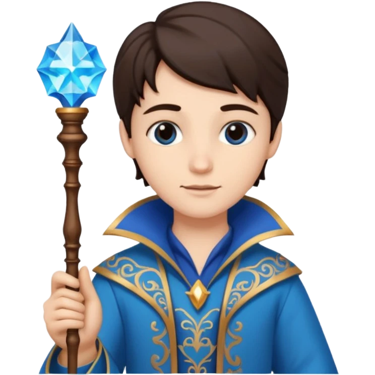 magic wand and hand with a blue handle emoji