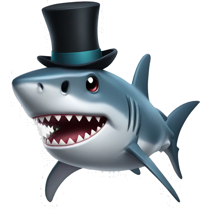 Shark with a top hat emoji