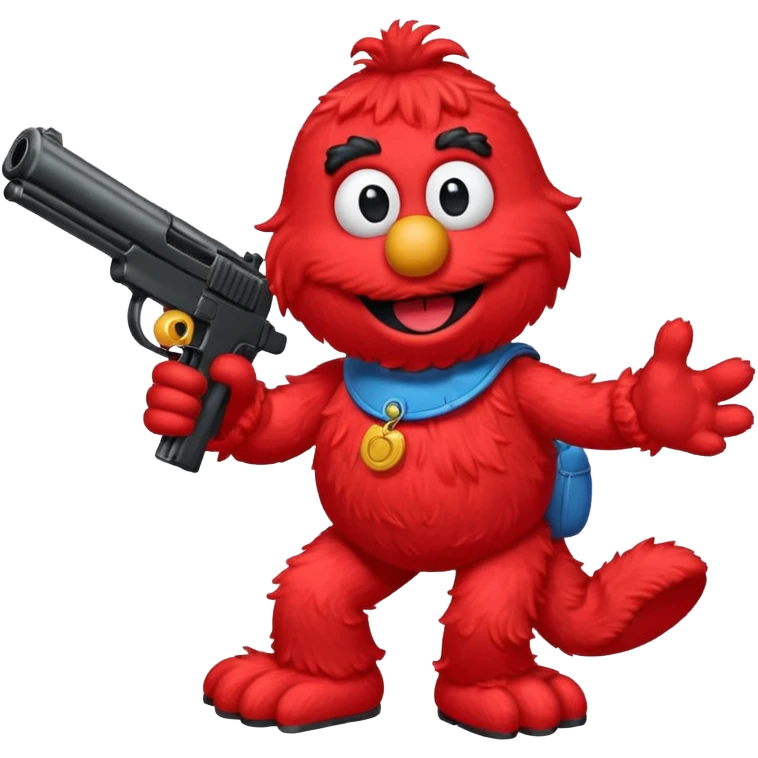 Elmo with gun emoji