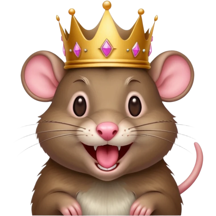 rat laughing like a villain in pleasure after stealing something with a crown emoji