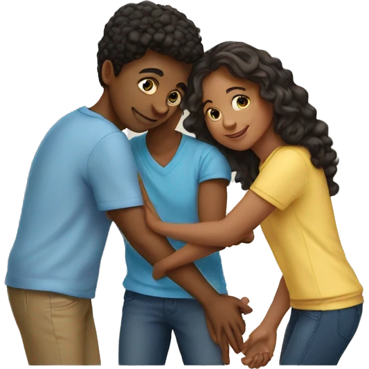 Four siblings putting hands together  emoji