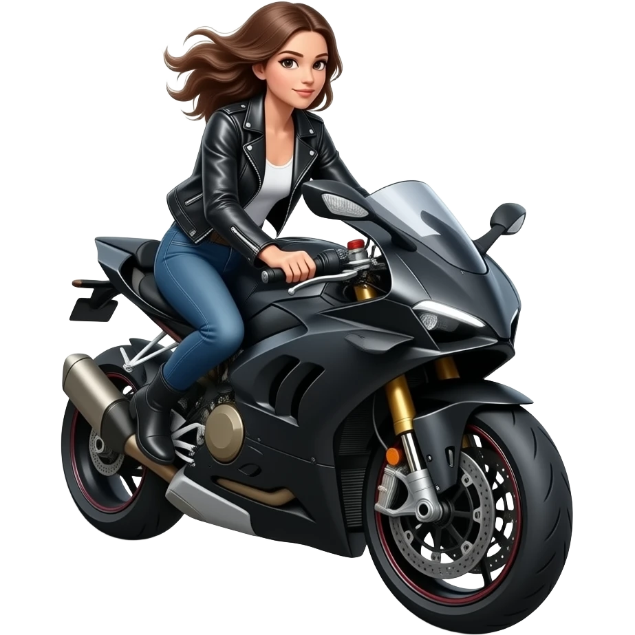 Bullet bike making smoke with a girl riding it emoji