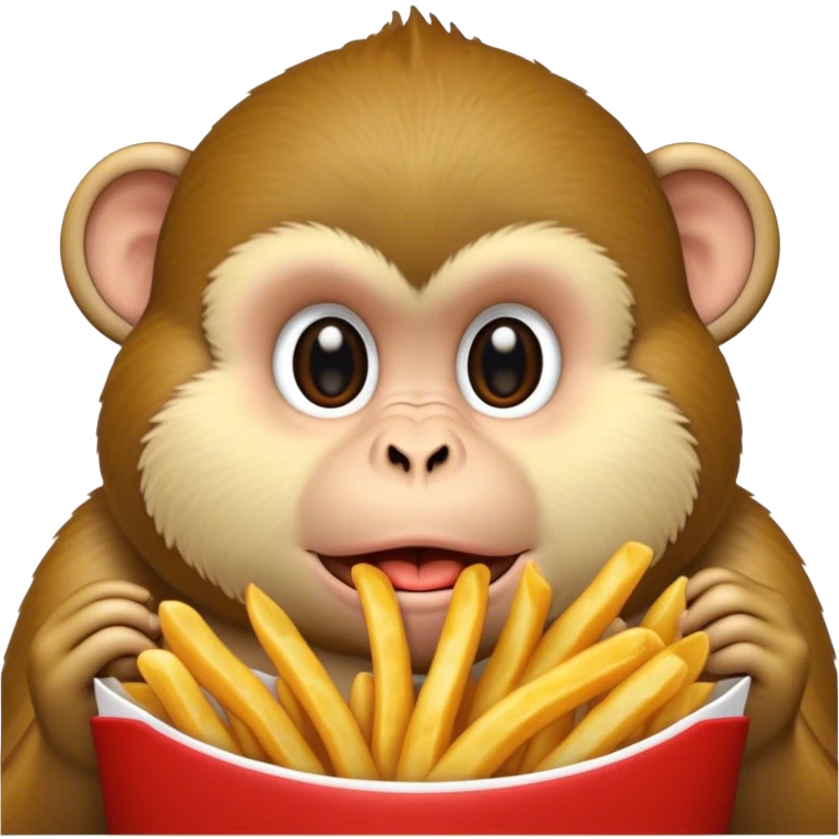 fat monkey eating fries emoji