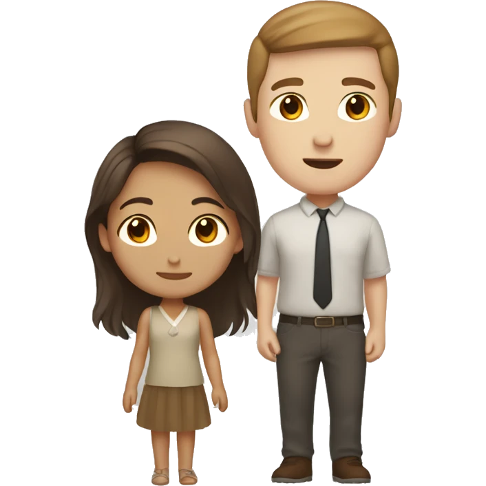 Brown haird asian girl with brown hair white guy emoji