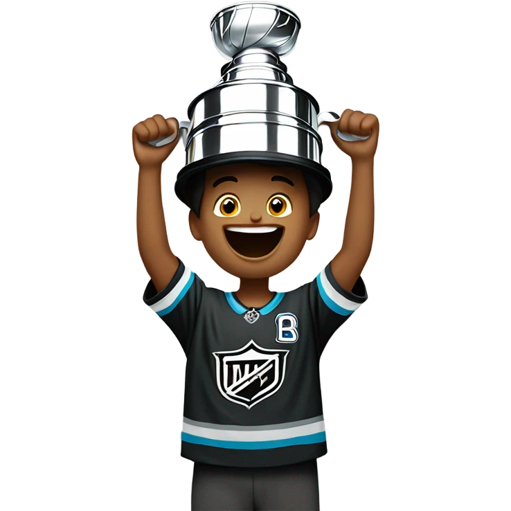 kid holding Stanley Cup trophy  emoji