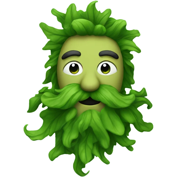 Green man with mustache and seaweed hair emoji