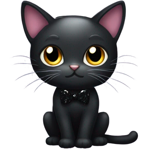 a dark cat with black glitter bow emoji
