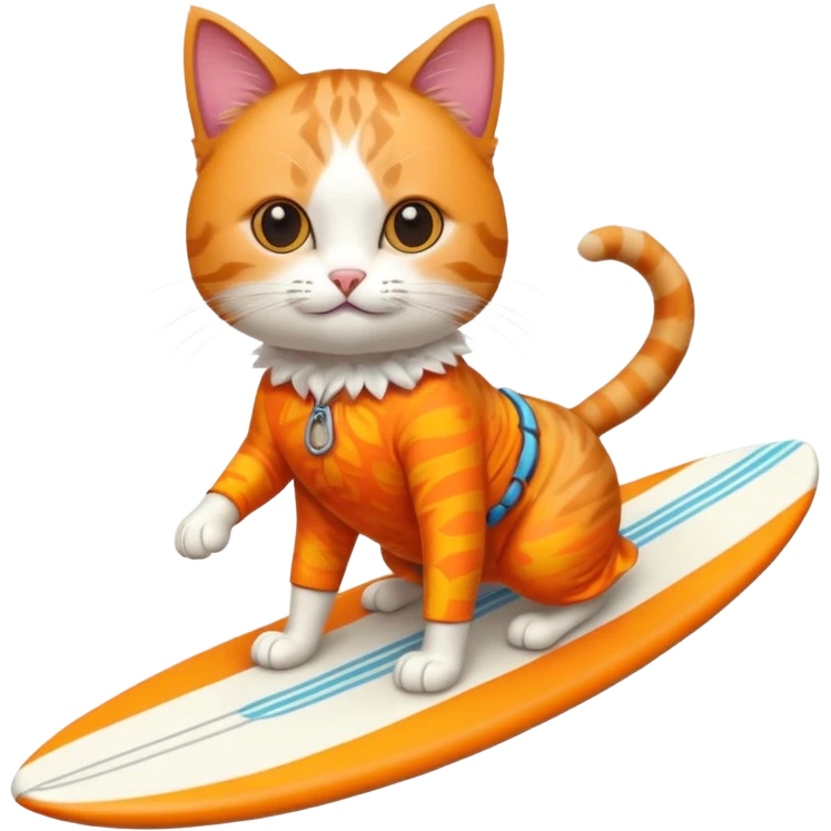 cat surfing in hawaian costum emoji