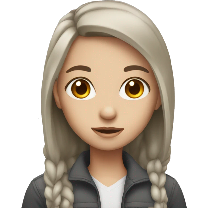 Girl with completely white eyes  emoji