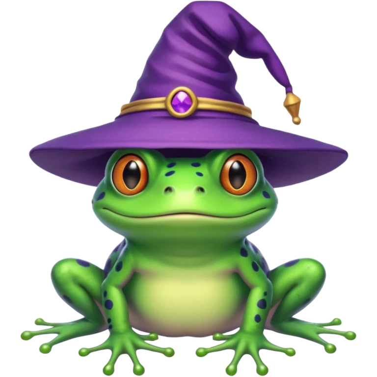 frog wear purple wicth hat emoji