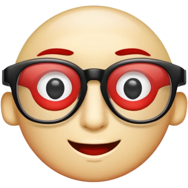Red Glasses with subtle shine and curved frame edges. emoji