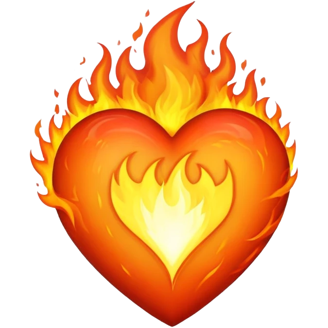 Heart on fire burning with passionate flames emoji